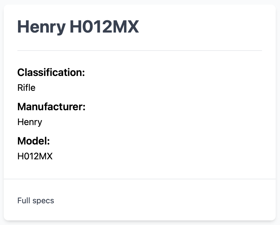 Tactical Digest firearms management interface showing detailed equipment tracking